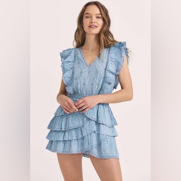 New LoveShackFancy Corelli Dress Blue Bonnet Size Medium - Picture 2 of 13